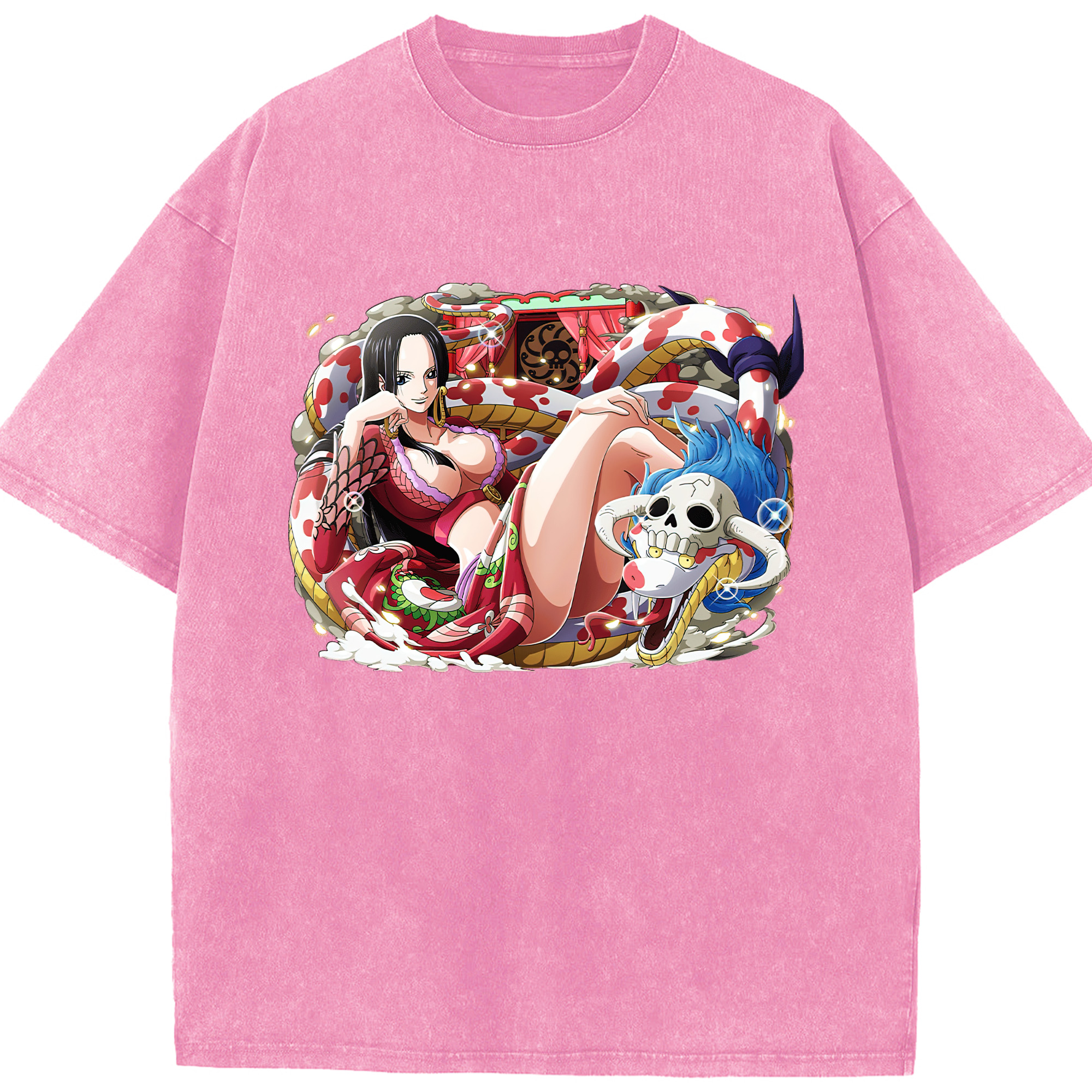ワンピース ボア・ハンコック ONE PIECE Boa·Hancock 綿100% ヴィンテージ風 半袖Tシャツ（フロントプリント）